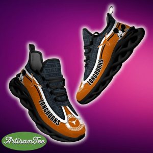 Texas Longhorns Black And White Fashion-forward Sports Sneakers Ideas For Men And Women Gift Max Soul Shoes - Texas Longhorns Black And White Clunky Sneakers For Fans This Season, Custom Sport Shoes_1
