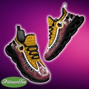 Washington Redskins Black And White Runners Sports Sneakers Ideas For Men And Women Gift Max Soul Shoes - Washington Redskins Black And White Clunky Sneakers For Fans This Season, Custom Sport Shoes_1