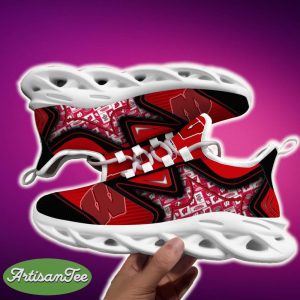 Wisconsin Badgers Black And White Style Sports Sneakers Ideas For Men And Women Gift Max Soul Shoes - Wisconsin Badgers Black And White Clunky Shoes For Fans This Season_2