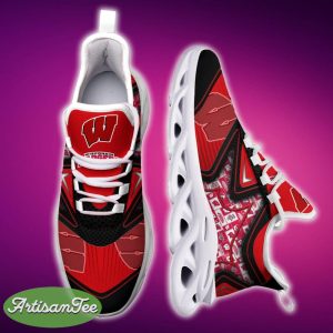 Wisconsin Badgers Black And White Style Sports Sneakers Ideas For Men And Women Gift Max Soul Shoes - Wisconsin Badgers Black And White Clunky Shoes For Fans This Season_6