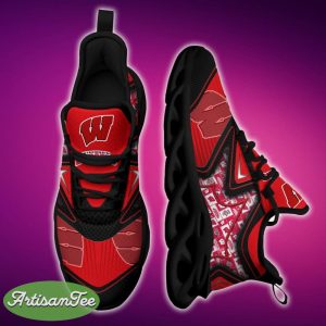 Wisconsin Badgers Black And White Style Sports Sneakers Ideas For Men And Women Gift Max Soul Shoes - Wisconsin Badgers Black And White Clunky Shoes For Fans This Season_1