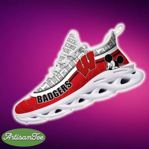 Wisconsin Badgers Black And White Trend Sports Sneakers Ideas For Men And Women Gift Max Soul Shoes - Wisconsin Badgers Black And White Clunky Sneakers For Fans This Season, Custom Sport Shoes_4
