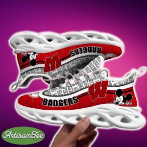 Wisconsin Badgers Black And White Trend Sports Sneakers Ideas For Men And Women Gift Max Soul Shoes - Wisconsin Badgers Black And White Clunky Sneakers For Fans This Season, Custom Sport Shoes_6