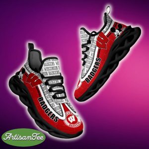 Wisconsin Badgers Black And White Trend Sports Sneakers Ideas For Men And Women Gift Max Soul Shoes - Wisconsin Badgers Black And White Clunky Sneakers For Fans This Season, Custom Sport Shoes_1