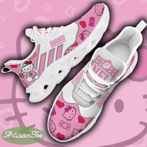 New York Giants NFL Hello Kitty Pink Lovely Max Soul Shoes Gift For Family Running Sneakers - New York GiantsMax Soul Shoes_1
